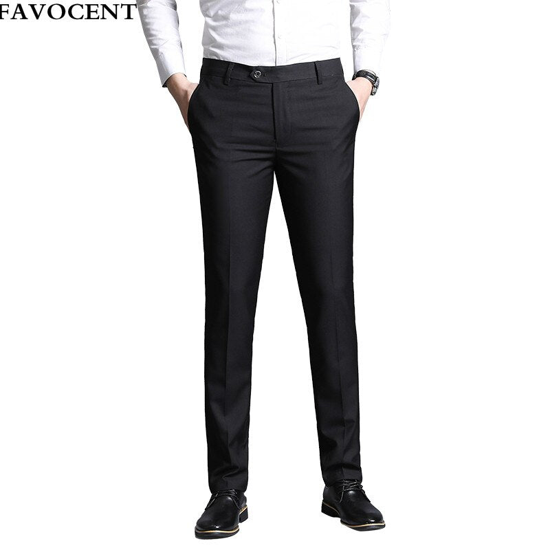 New Men Suit Pants Summer Men Dress Pants Straight Business Office Trousers Mens Formal Pants Classic Male Black Dress Trousers