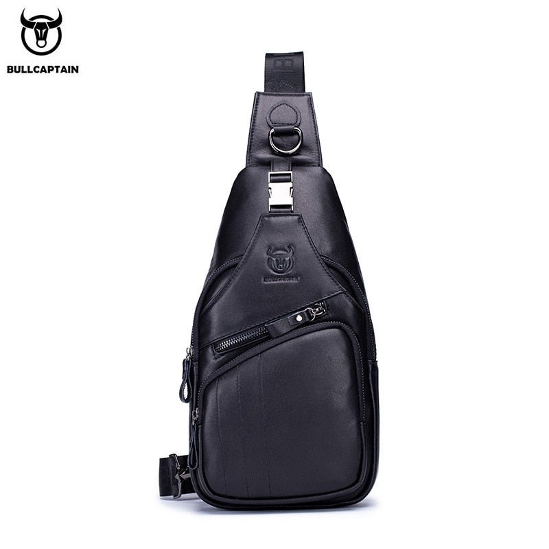 BULLCAPTAIN 2021 Genuine Leather Chest Bag Men's Fashion Style Casual Straddle Bag Business Large Capacity Leather Men's Luggage