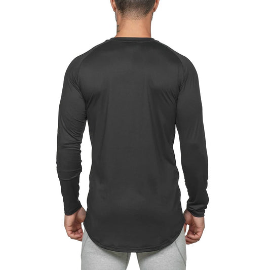 Mens Brand Gym Clothing Mesh Running Long Sleeve T-Shirt Tight Tops Tees Homme Solid Quick Dry Bodybuilding Fitness Tshirt