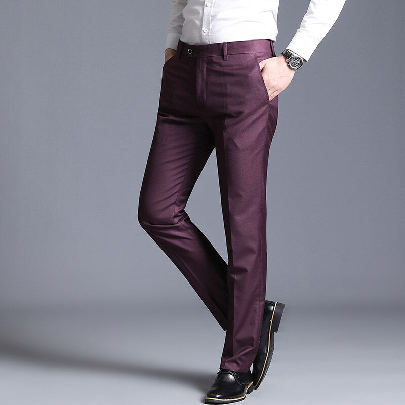 New Men Suit Pants Summer Men Dress Pants Straight Business Office Trousers Mens Formal Pants Classic Male Black Dress Trousers