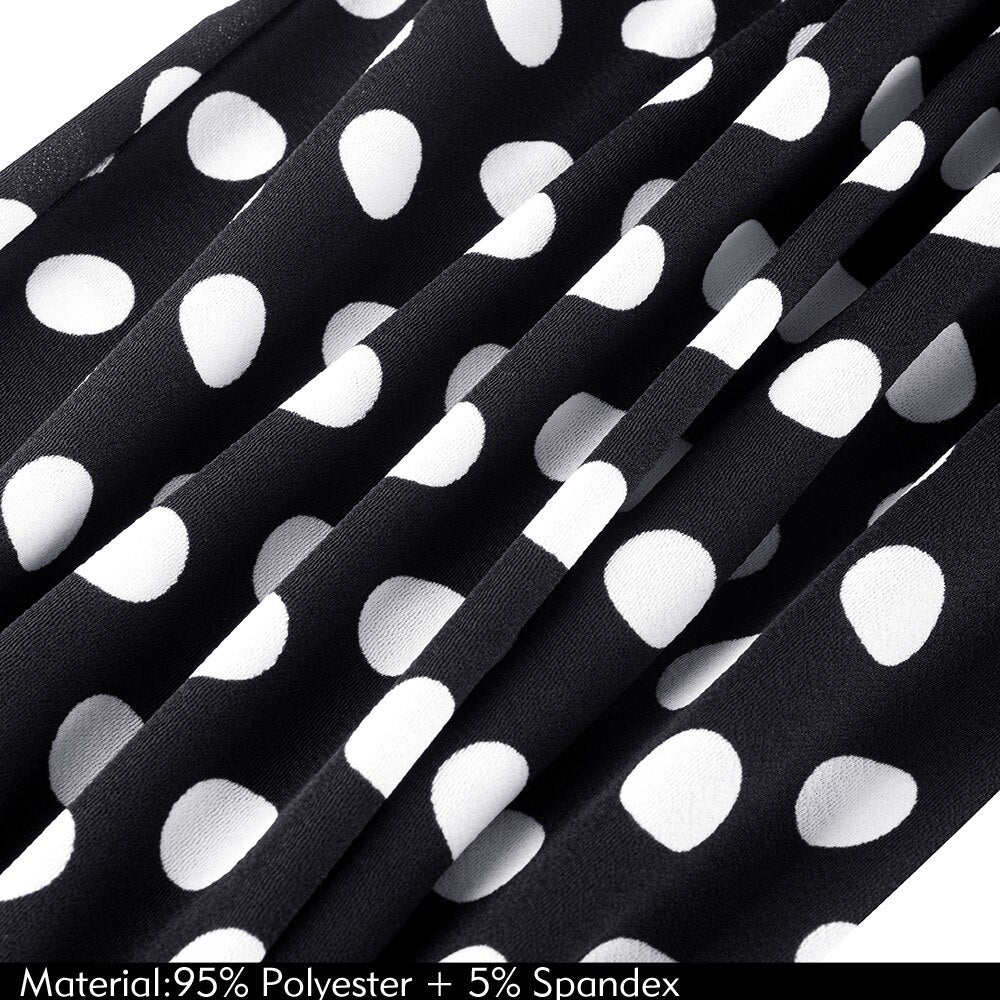 Nice-forever Spring Women Vintage Polka Dots with Bow Dresses Office Business Bodycon Sheath Dress B244