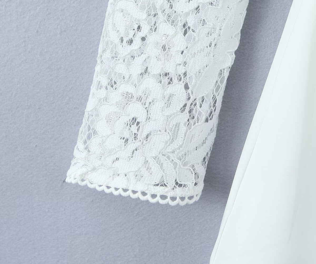 Sexy Lace Sleeve Slim Looking Dress Backless Lace up