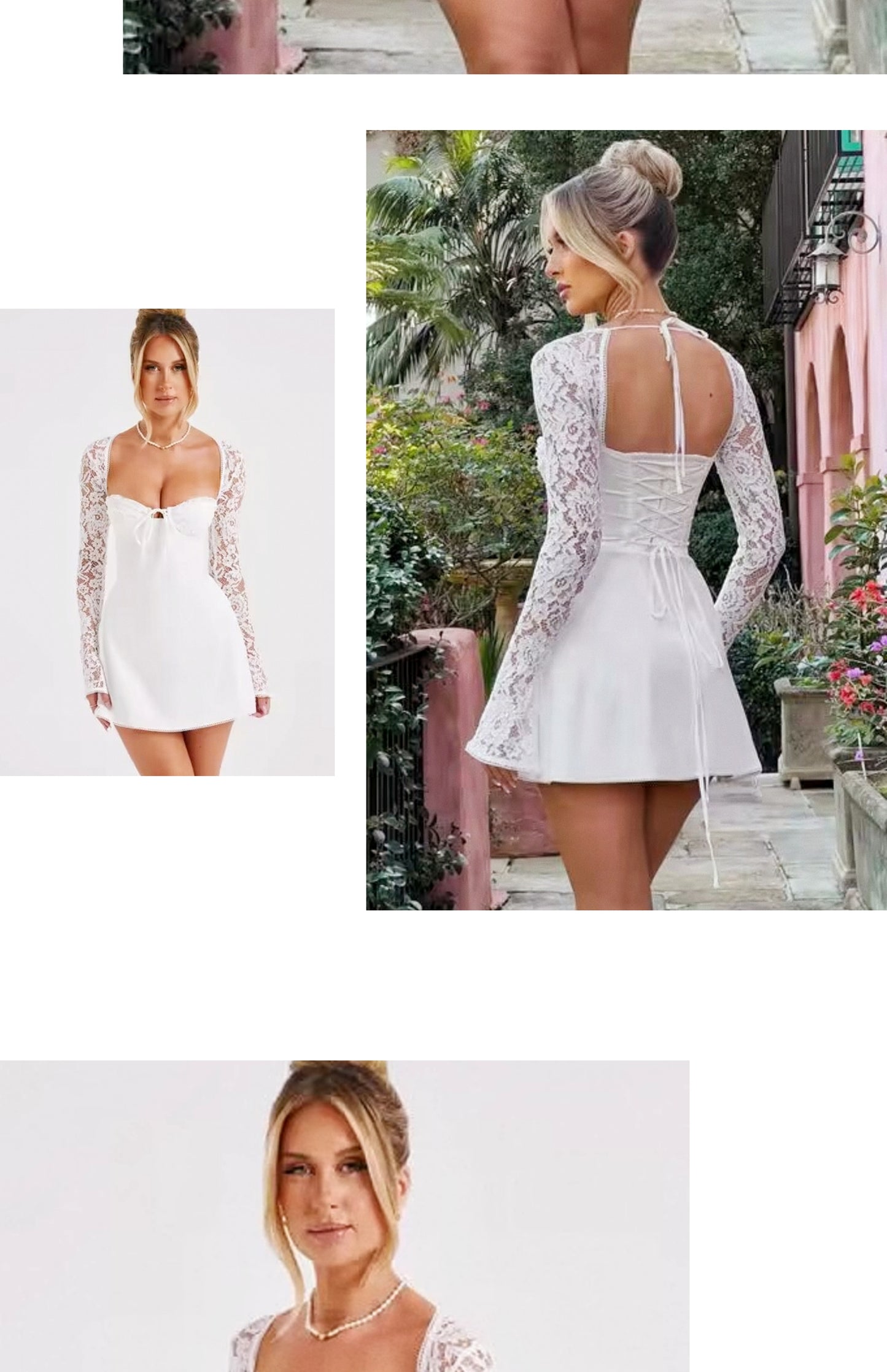 Sexy Lace Sleeve Slim Looking Dress Backless Lace up
