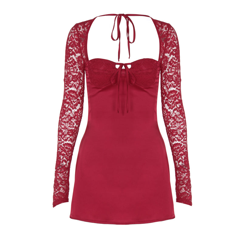 Shemoda Tether Sexy High Waist Long Sleeves Dress
