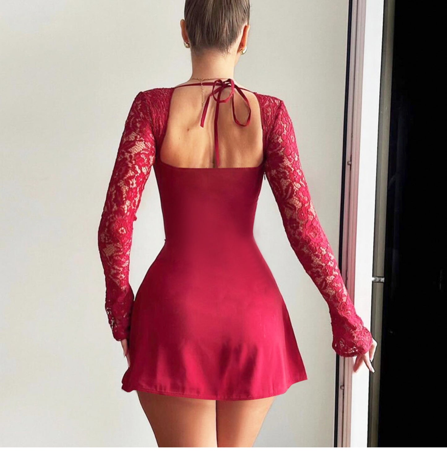 Shemoda Tether Sexy High Waist Long Sleeves Dress