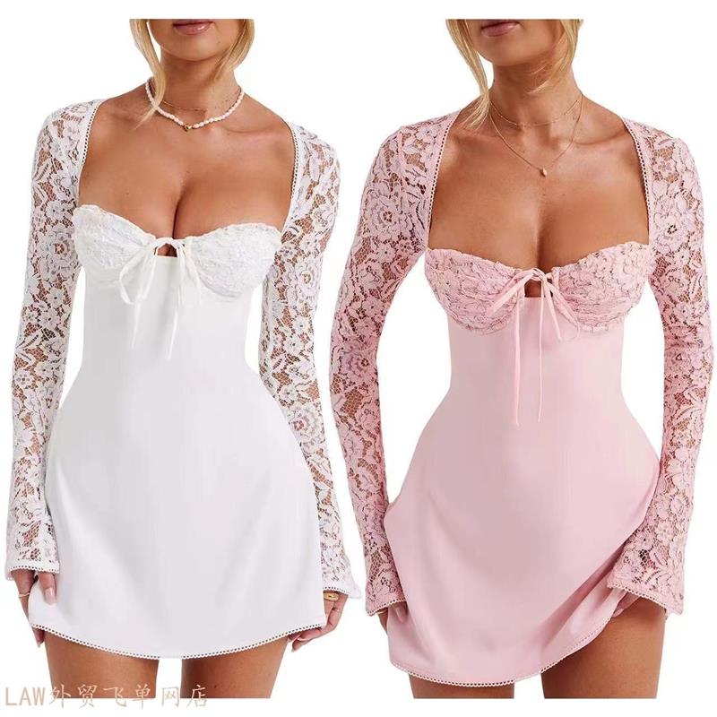 Sexy Top Slim Fit Tank Dress Sexy Lace Lace Silm Backless Dress