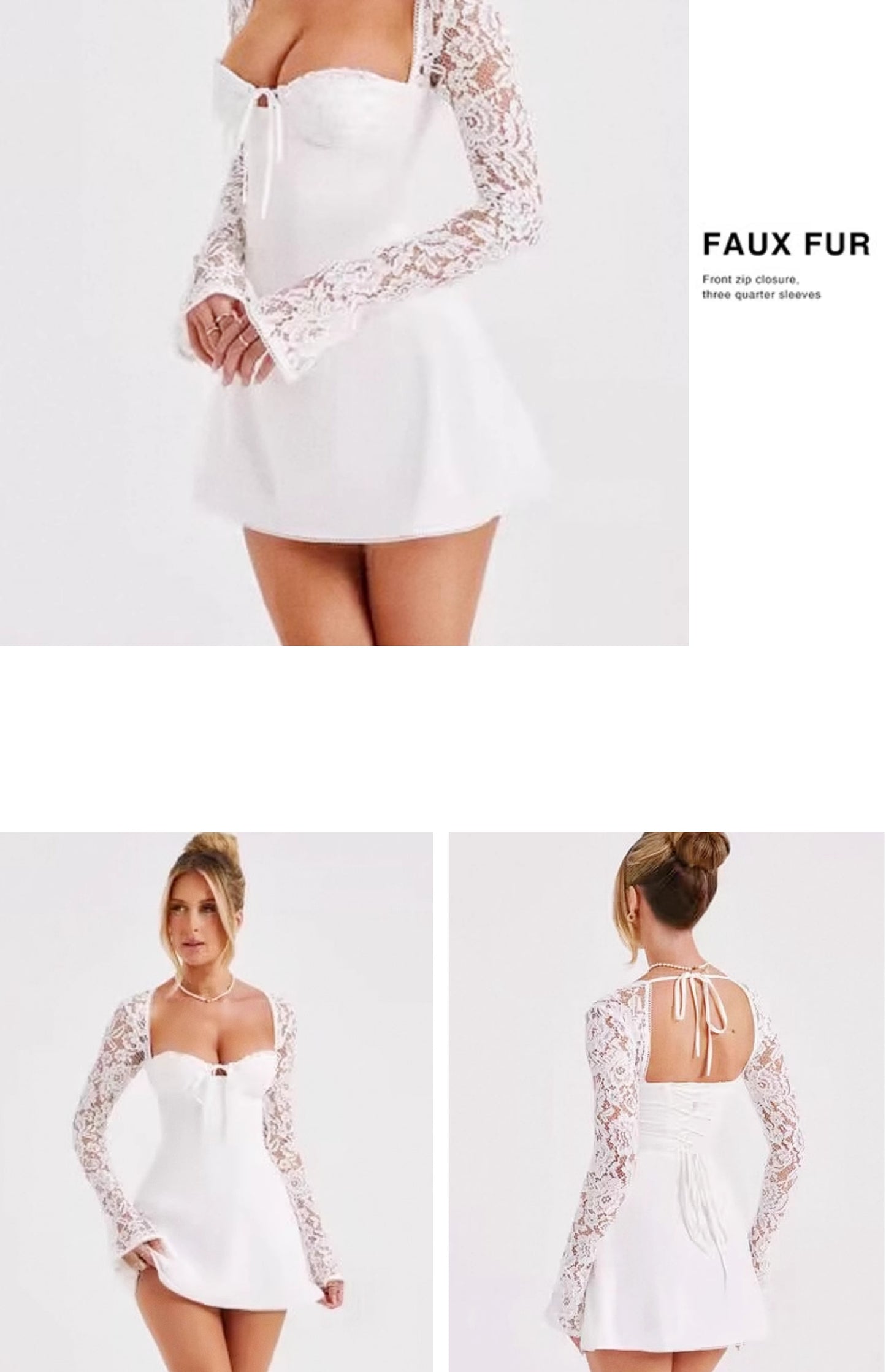Sexy Lace Sleeve Slim Looking Dress Backless Lace up