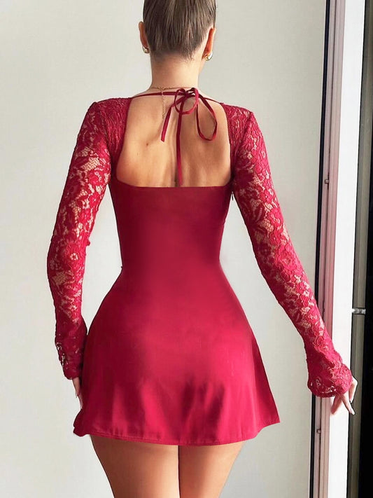 Shemoda Tether Sexy High Waist Long Sleeves Dress