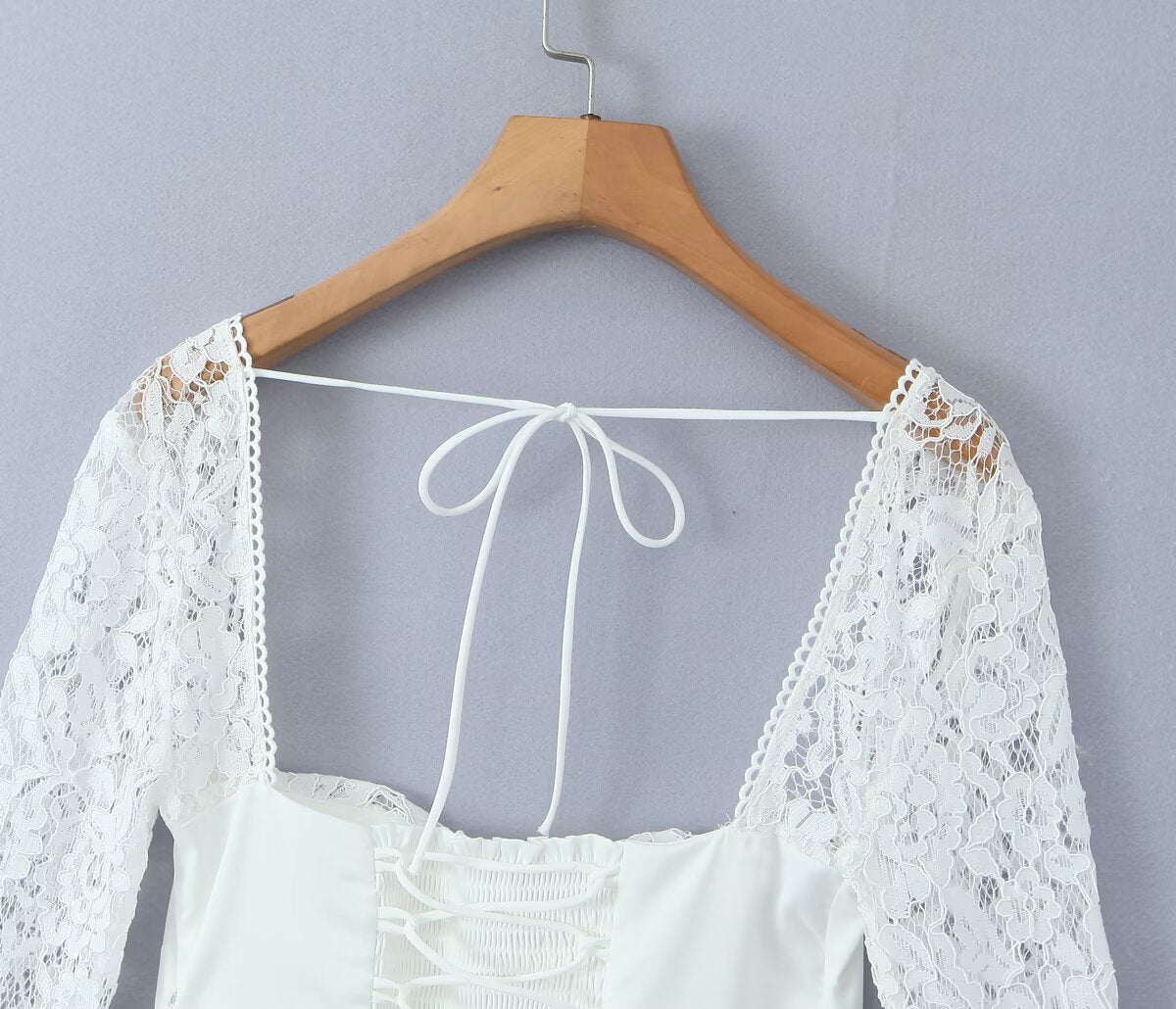 Sexy Lace Sleeve Slim Looking Dress Backless Lace up