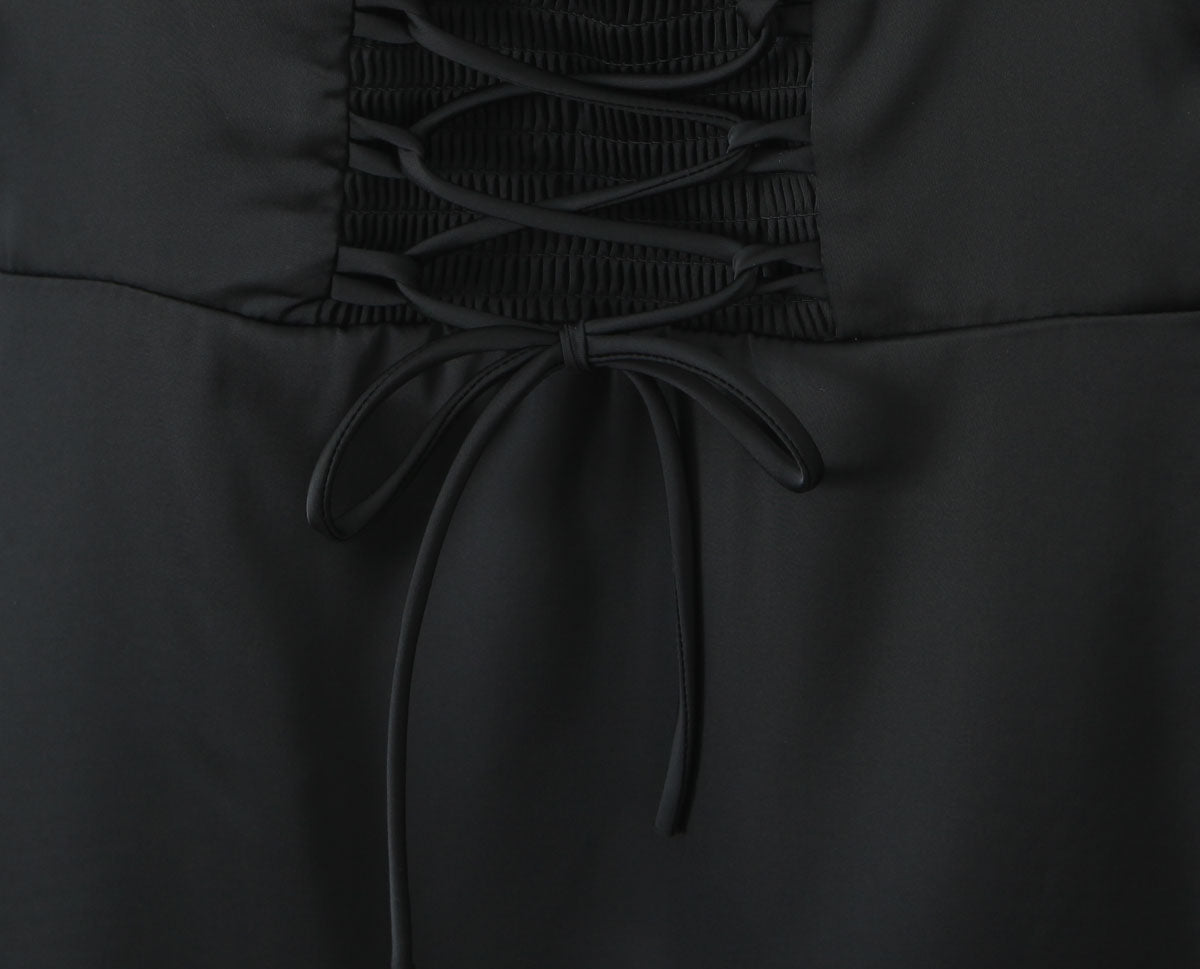 Sexy Lace Sleeve Slim Looking Dress Backless Lace up