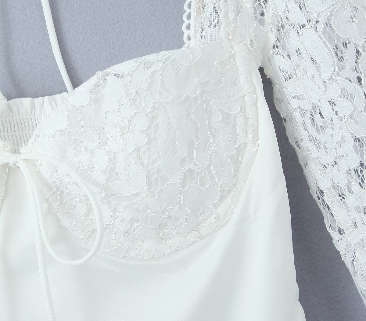 Sexy Lace Sleeve Slim Looking Dress Backless Lace up