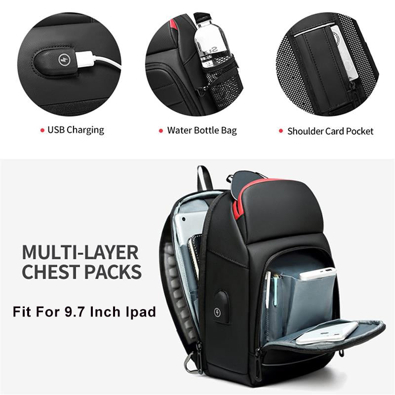 EURCOOL Multifunction Shoulder Bag Men Business Crossbody Bags USB Charging Design Chest Bag Waterproof Messenger Bag Male n1901