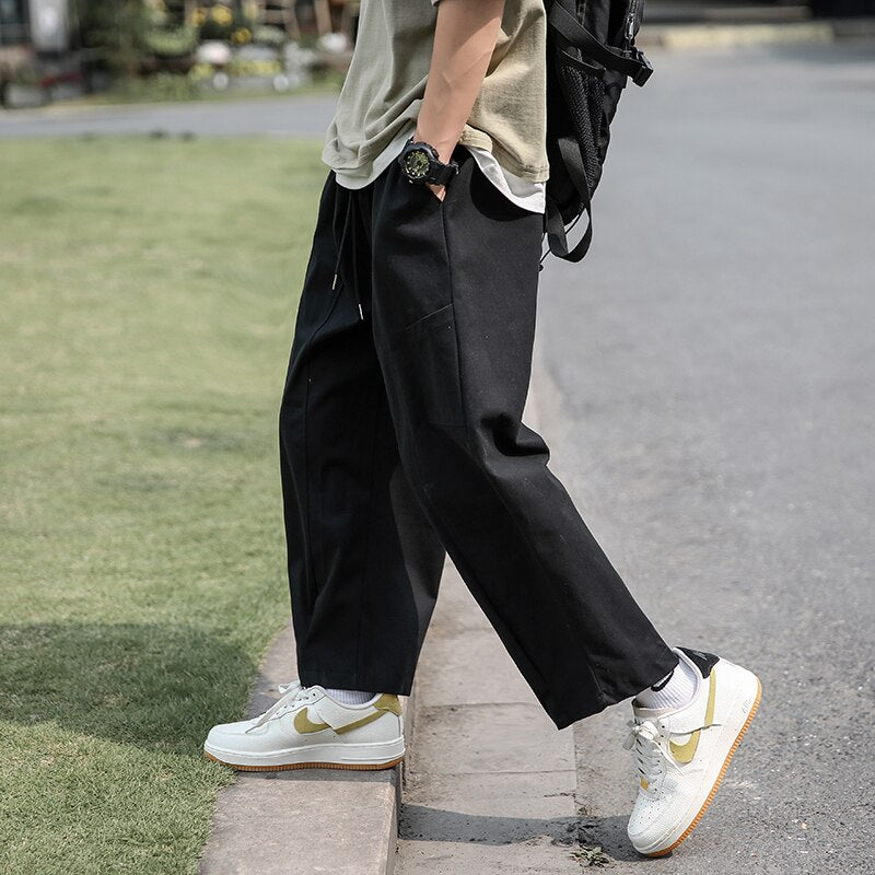 Japanese Vintage Brown Cargo Pants Streetwear Joggers Men&#39;s Clothing Baggy Pants Sweatpants Male Casual Wide-leg Pantalettes