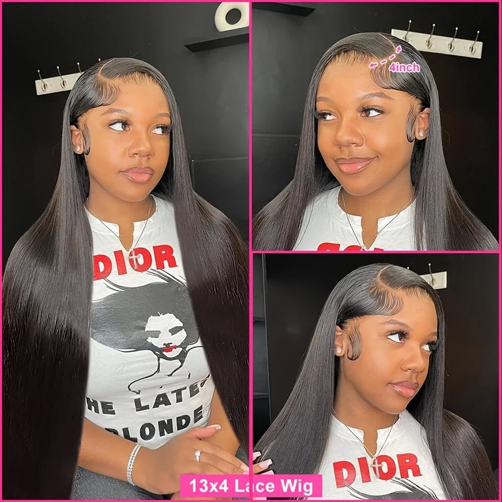 HD Transparent 13x4 13x6 Straight Lace Front Wig Brazilian Pre Plucked Lace Frontal 100% Human Hair Wigs For Women 4x4 5x5 Wig