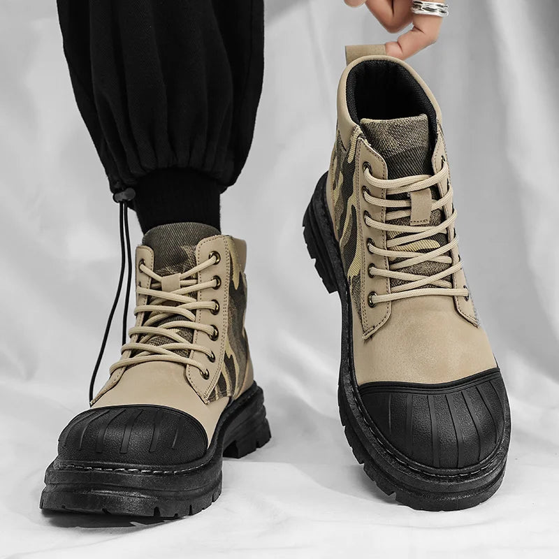 New Autumn and Winter Martin Boots Personalized Shell Head Camo High Top Shoes Canvas Shoes Men's Shoes