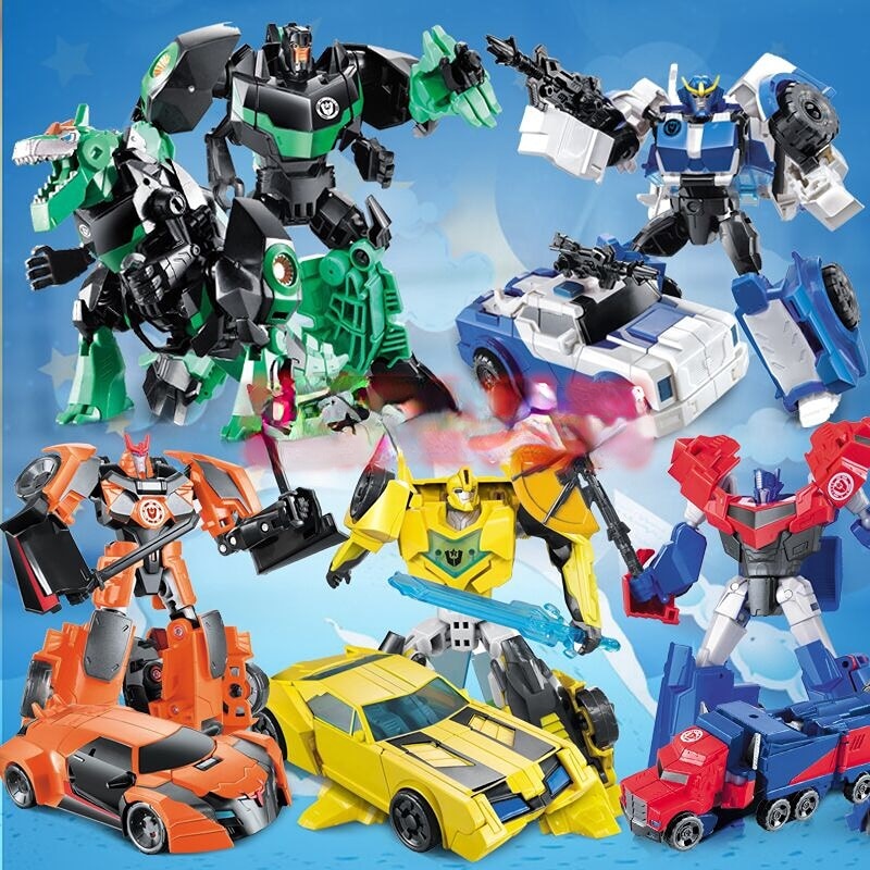 Megaman Transformers Leader&#39;s Challenge Alloy Megatron Optimus Prime Bumblebee Drift Crossbolt Iron Fist Steel Cable Kids Gift