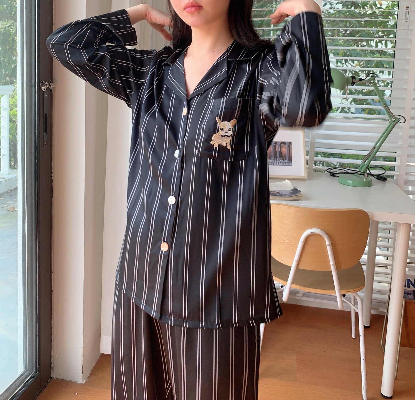 Pajamas Women's Ice Silk 2023 Spring New Long Sleeve Trousers Suit Cartoon Dream Rotating Carriage Home Wear