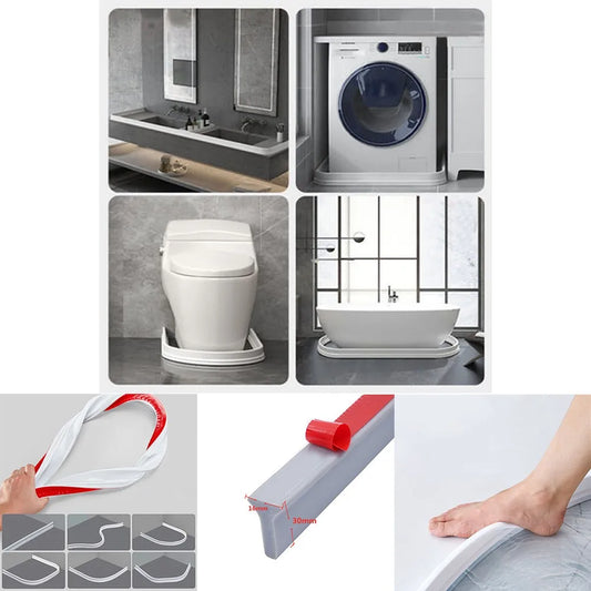 1PC 1-3M Bathroom Water Stopper Silicone Retaining Strip Water Shower Dam Flood Barrier Dry And Wet Separation Blocker