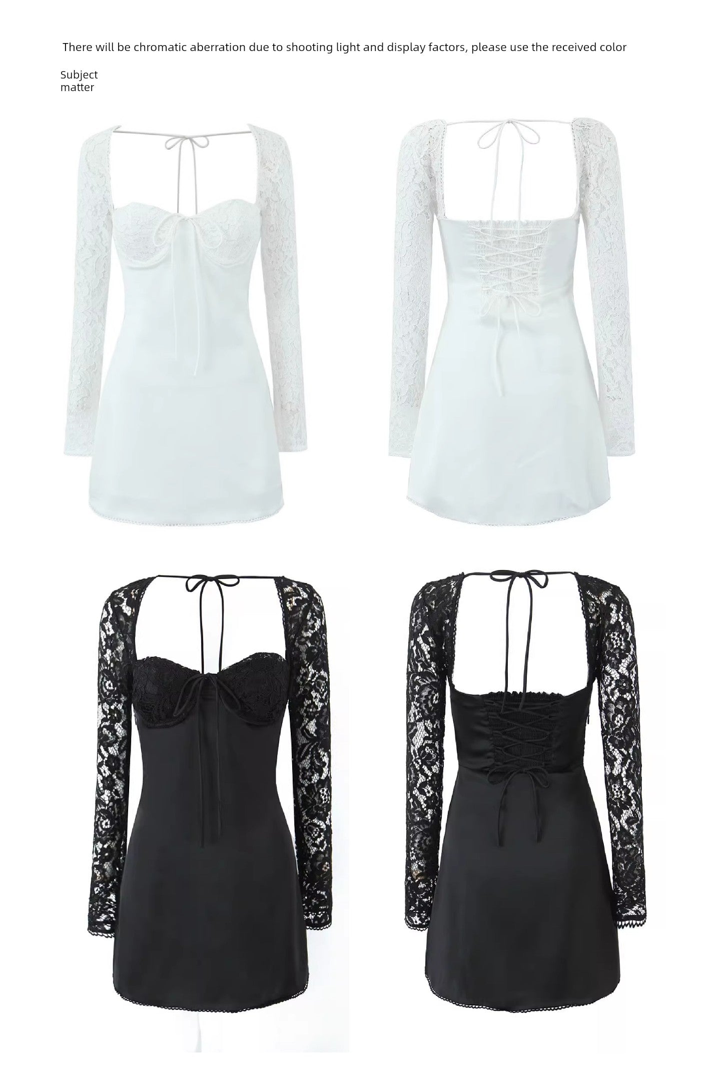 Sexy Lace Sleeve Slim Looking Dress Backless Lace up