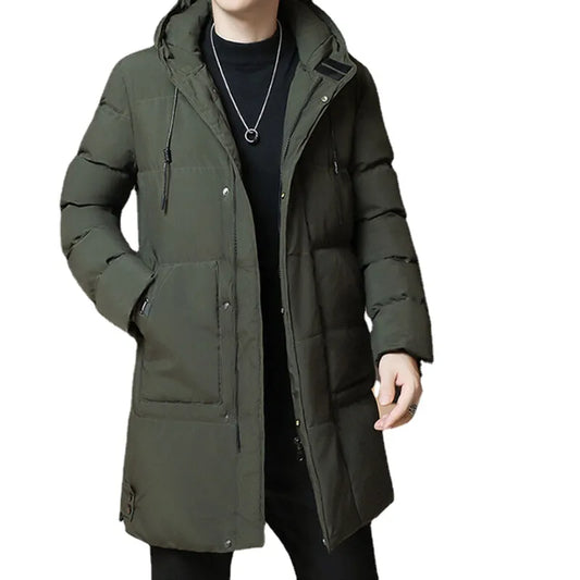 2023 New Cotton Padded Jackets Men Winter Mid-Length Youth Parkas Korean Version Hooded Windproof Comfortable Casual Coats