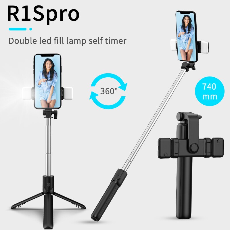 New Wireless Bluetooth Selfie Stick with Remote Control Shutter Retractable Mini Tripod Foldable with Fill Light Photo Live