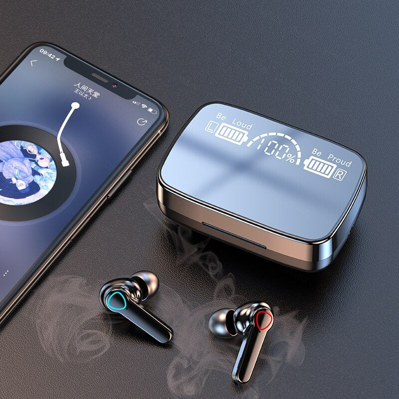 TWS Sports Wireless Headphones with Mic IPX5 Waterproof LED Display 9D Stereo Bluetooth 5.1 Earbuds Headsets for Phone