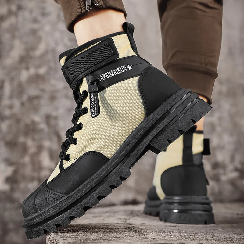 Outdoor shell head wrapped Martin boots, anti-collision work attire boots, large toe shoes, motorcycle boots, casual trendy shoe