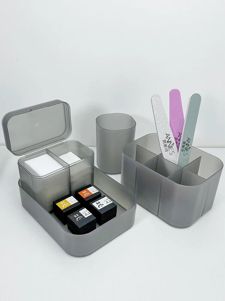1 Set Manicure Nail Art Tools Storage Box Makeup Organizer Nail Polish Brush Lipstick Holder Tools Container Home Accessories