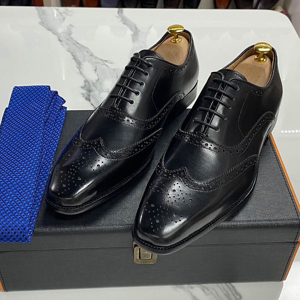 Luxury Brand Designer Mens White Wedding Dress Shoes Genuine Leather Calfskin Lace-up Oxfords Brogue Formal Italian Man Shoe