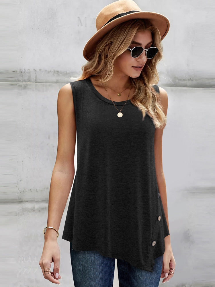 Nice-forever Summer Women Classy Plain Tank T-shirts Casual Shift Tees tops 1btyT037