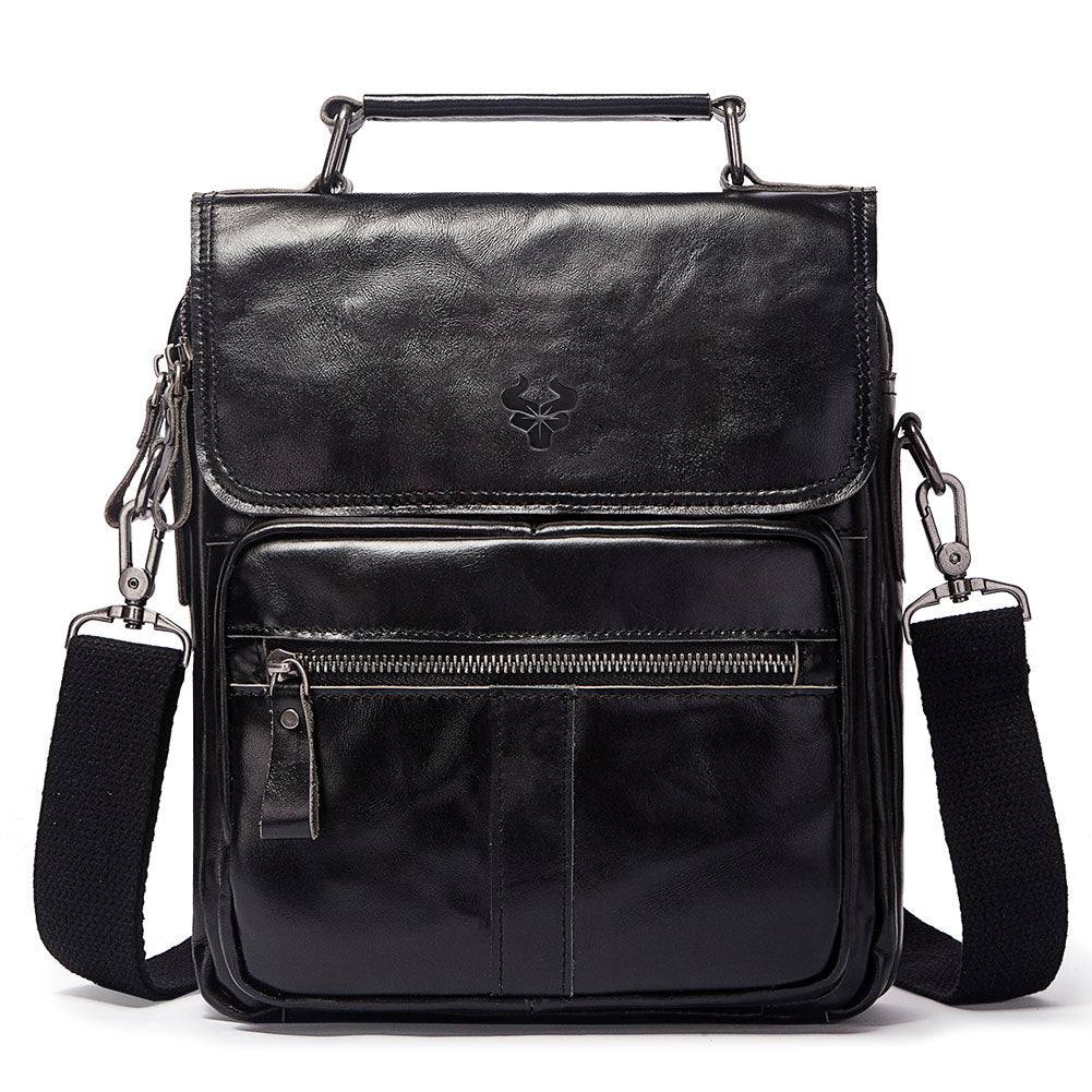 HUMERPAUL Genuine Leather Men's Shoulder Bag Luxury Work Business Messenger Bags Fashion Male Crossbody with Adjustable Straps