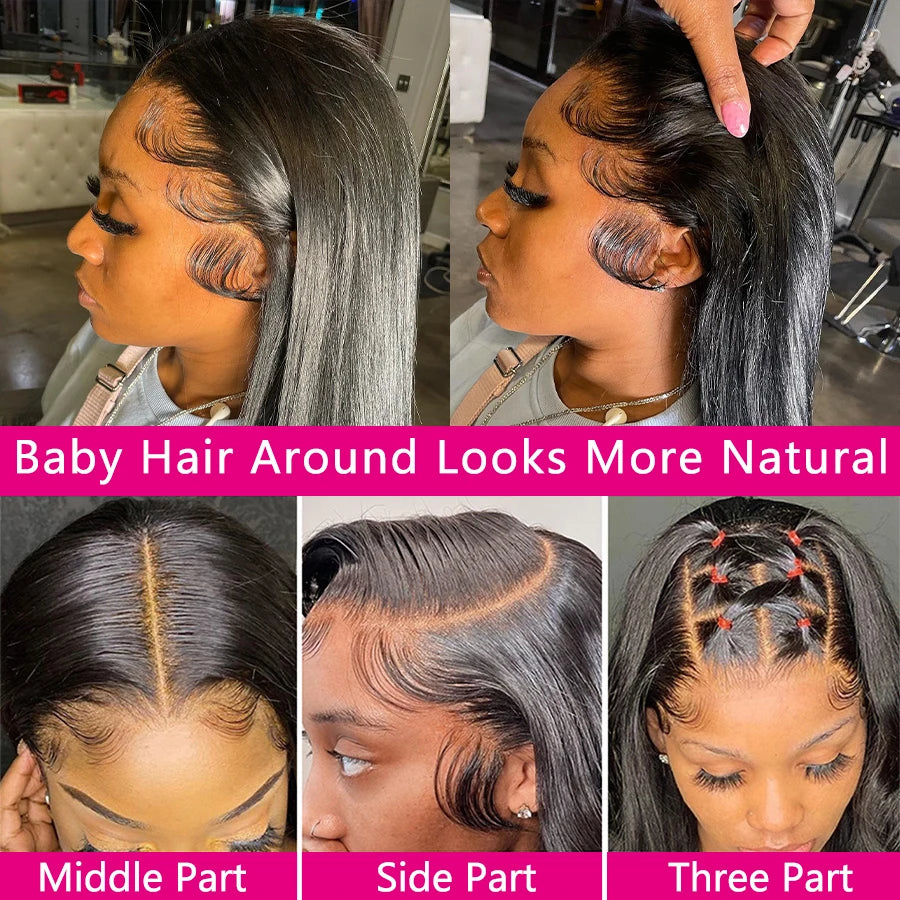 HD Transparent 13x4 13x6 Straight Lace Front Wig Brazilian Pre Plucked Lace Frontal 100% Human Hair Wigs For Women 4x4 5x5 Wig
