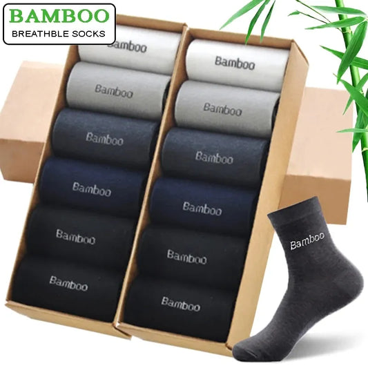 10Pairs/Lot Men Bamboo Socks Brand Comfortable Breathable Casual Business Men's Crew Socks High Quality Guarantee Sox Male Gift