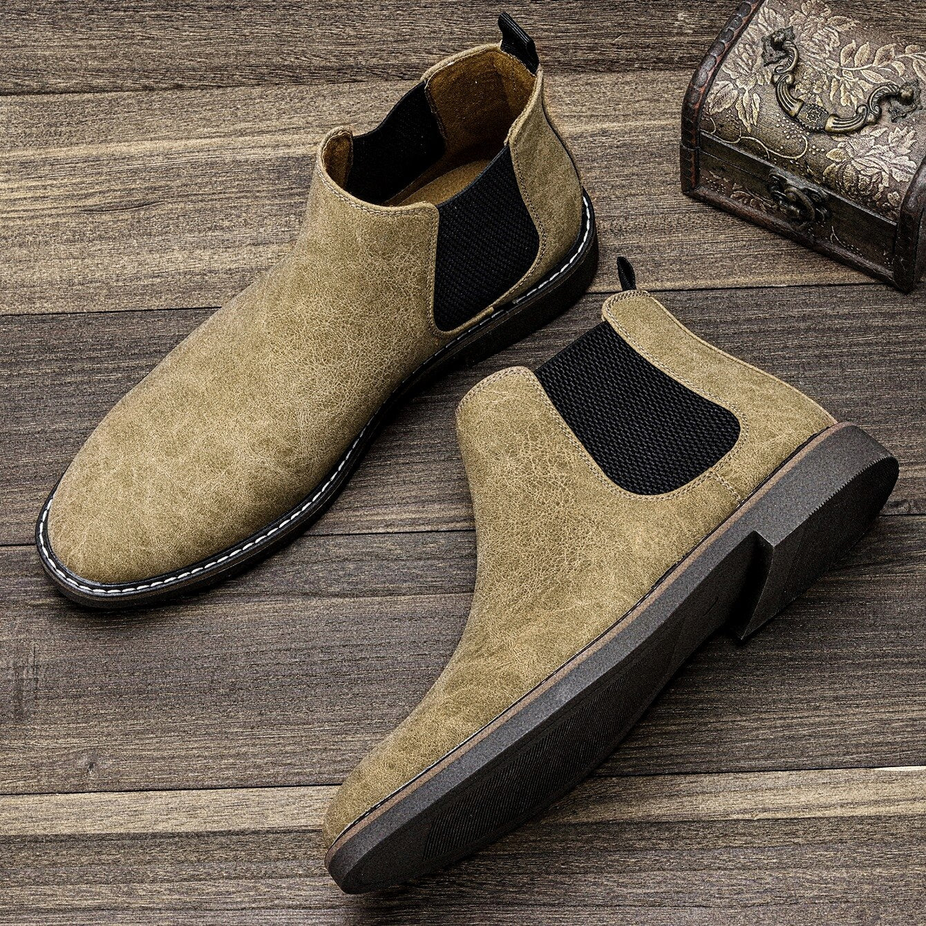 40~46 Chelsea Boots Men 2023 Brand Comfortable Fashion Leather Men Boots #KD5318
