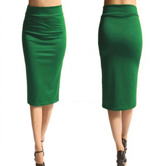 Hot sale Women Pencil Skirt New Ladies Office Stretch Bodycon Midi Skirt Female High Waist Mid-Calf Jersey Skirts