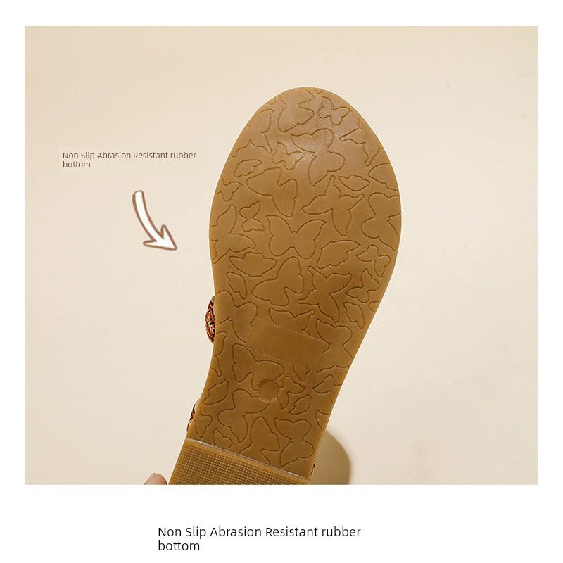 Roman Thin String Combination Flats Sandals Women's Outer Wear Bohemian Style plus Size 4142 Strap 2023 New