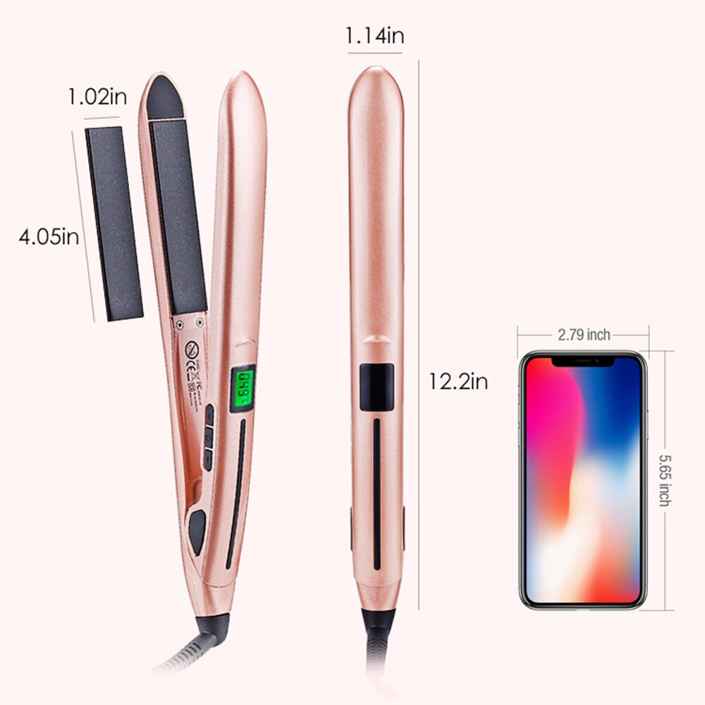 2 in1 Professional Hair Straightener Curling Iron PTC Heating Flat Iron Tourmaline Ceramic with Digital LCD Display Styling Tool