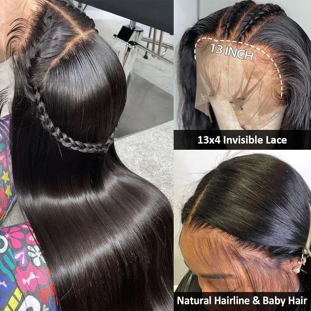 HD Transparent 13x4 13x6 Straight Lace Front Wig Brazilian Pre Plucked Lace Frontal 100% Human Hair Wigs For Women 4x4 5x5 Wig