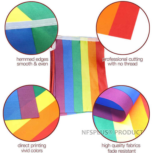 Hanging Rainbow Flag LGBT Gay Pride Lesbian Bisexual Tansgender Pansexual 14x21cm 6M~7M Home Party Decorative Flags And Banners
