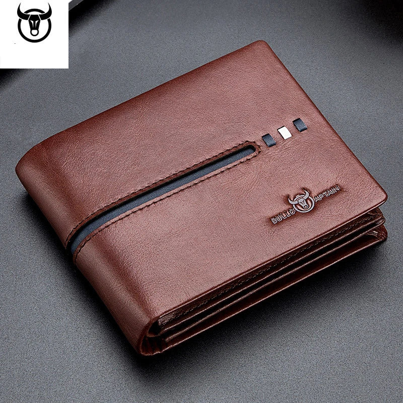 BULLCAPTAIN Wallet men's leather first layer cowhide driver's license photo album wallet RFID anti-scanning shielding wallet