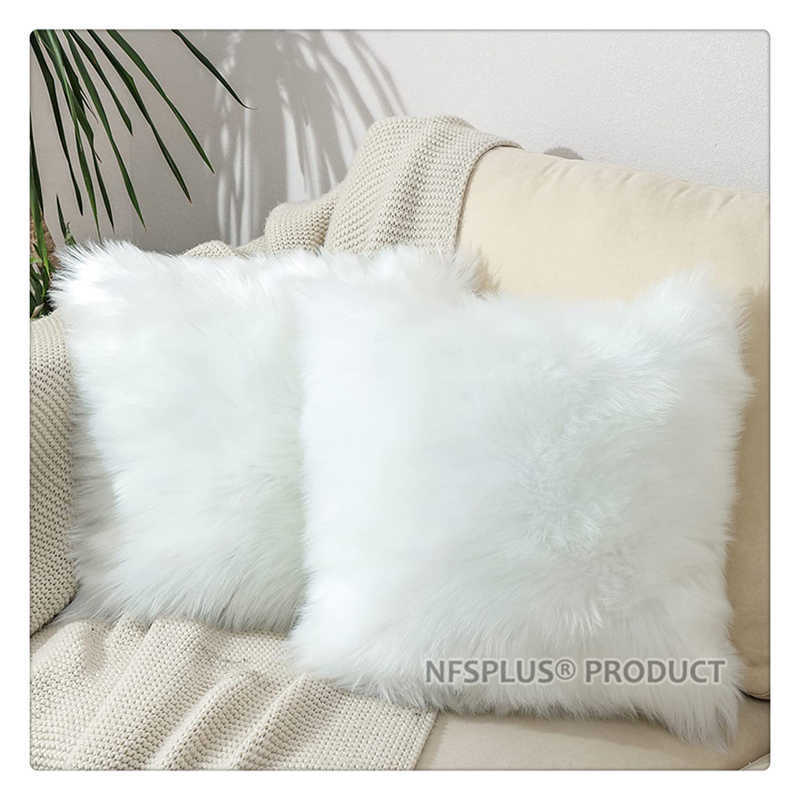 Plush Sofa Cushion Cover 43x43cm Square Pillowcase Solid White Black Red Purple Green Grey Decorative Throw Pillow Covers Cases