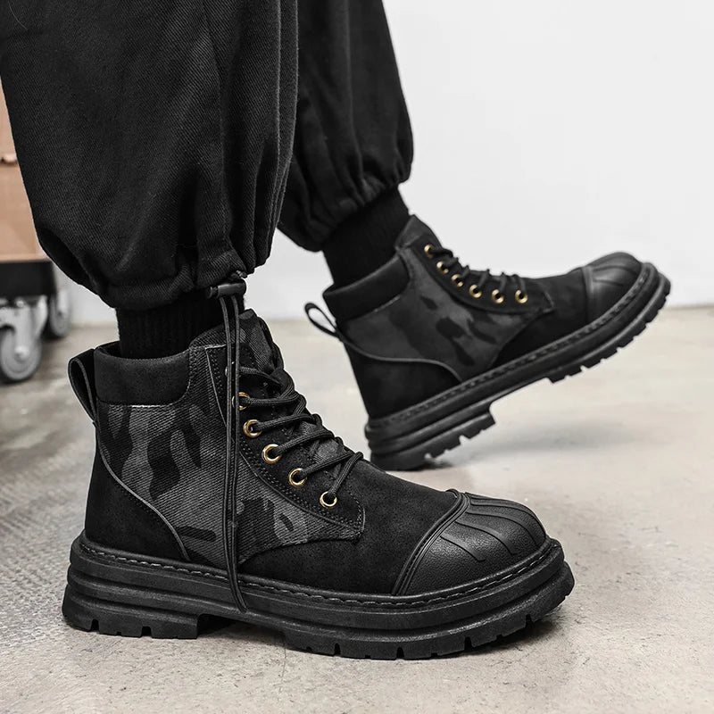 New Autumn and Winter Martin Boots Personalized Shell Head Camo High Top Shoes Canvas Shoes Men's Shoes