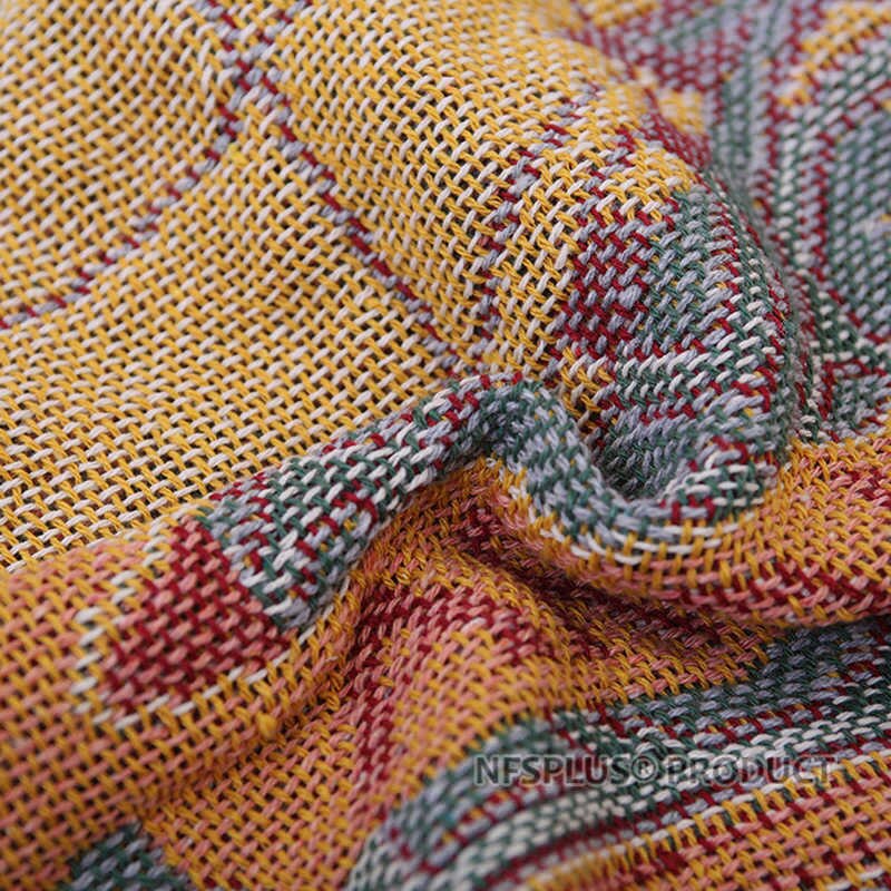 Knitted Sofa Blanket 130x180cm Map USA UK Flag Geometric Designs Cotton Fabric Bedsheet Spread Couch Cover Quilt Thread Blankets