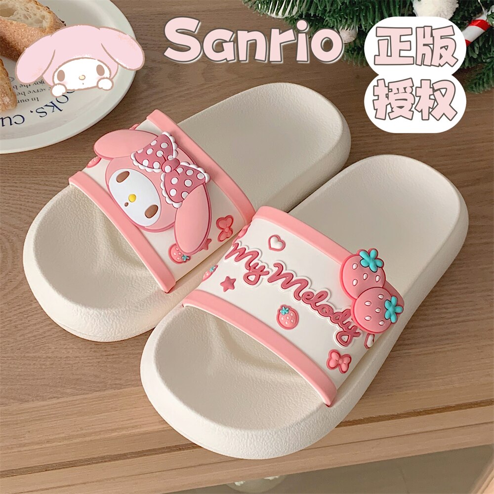 Simple Hello Kitty Anime Cartoon Pink Songgao Sandals Slippers Wedge Heel Clip Feet Thick Bottom Non-Slip Slippers Kids Gifts