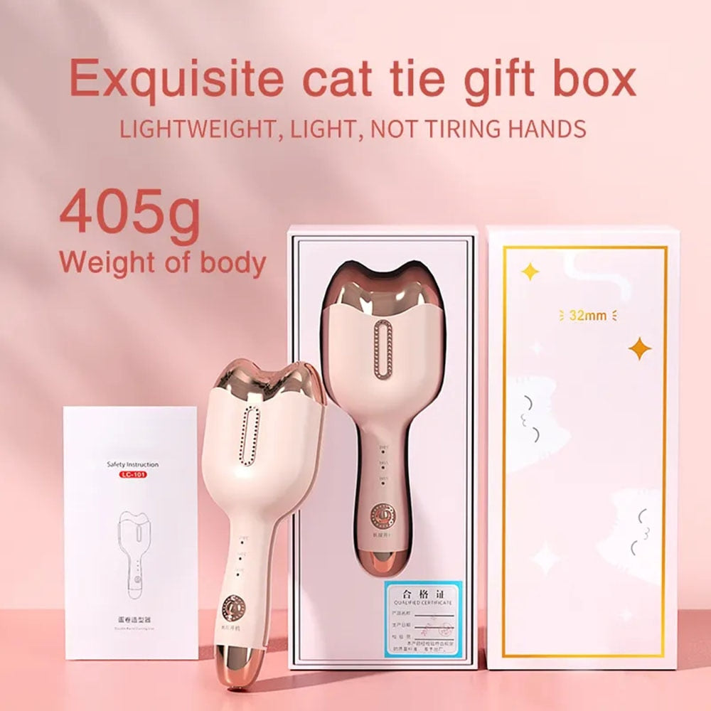 Cat Head Curling Iron 2 Barrels Egg Roll Portable Professional Ceramic Tourmaline Hair Roller Curl Deep Waver Curler Perm Splint
