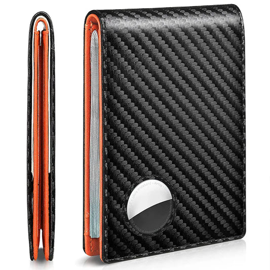 Rfid Carbon Fiber Airtag Men Wallets Credit Card Holder Wallet Purse Minimalist Wallet for Men Slim Black Wallet for Air Tag