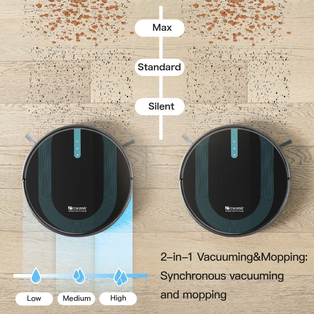 Proscenic 850P Robot Vacuum Cleaner with Wet Mopping for Smart Home Appliance Alexa &amp; Google Voice Control Wet and Dry Cleaning