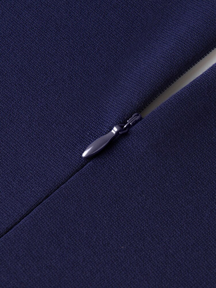 Nice-Forever Autumn Women Classy Contrast Color Patchwork Office Dresses Formal Business Elegant Bodycon Dress B746