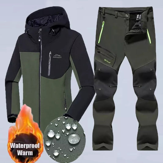 Man Winter Waterproof Outdoor Jackets Fishing Hiking Camping Pants Climbing Trekking Skiing Trousers Fleece Softshell Tracksuits