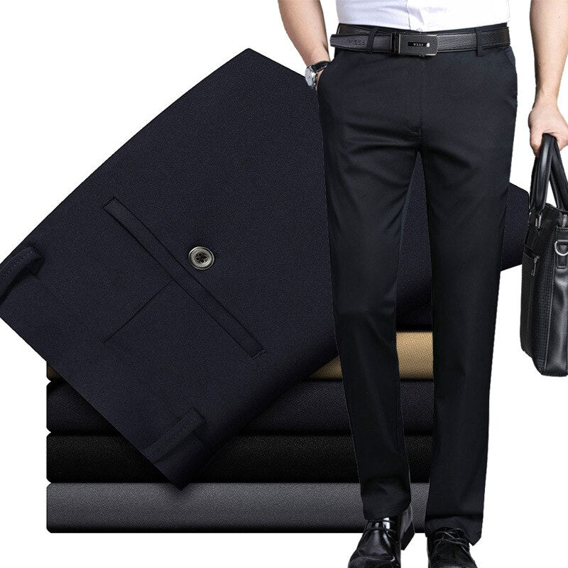 2023 New Men's Suit Pants Spring Autumn Fashion Business Casual Suit Pants Male Elastic Straight Formal Trousers Plus Size 28-38
